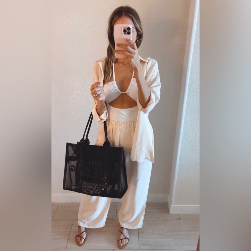 Amazon Beige Cream Lounge Jumpsuit Set with Shirt